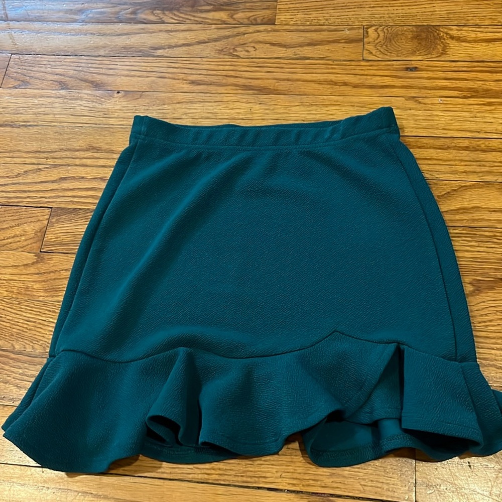 Green mini skirt